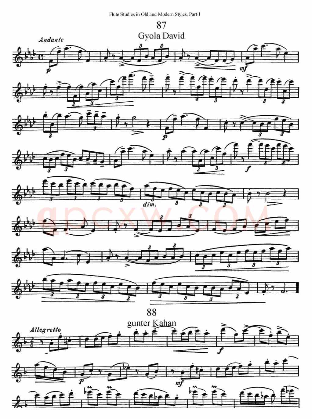 斯勒新老风格长笛练习重奏曲（第一部分）（NO.87-NO.90）