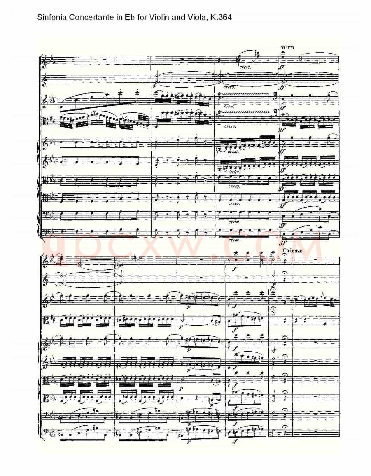 Eb调小提琴与中提琴炫技序曲, K.364(二)