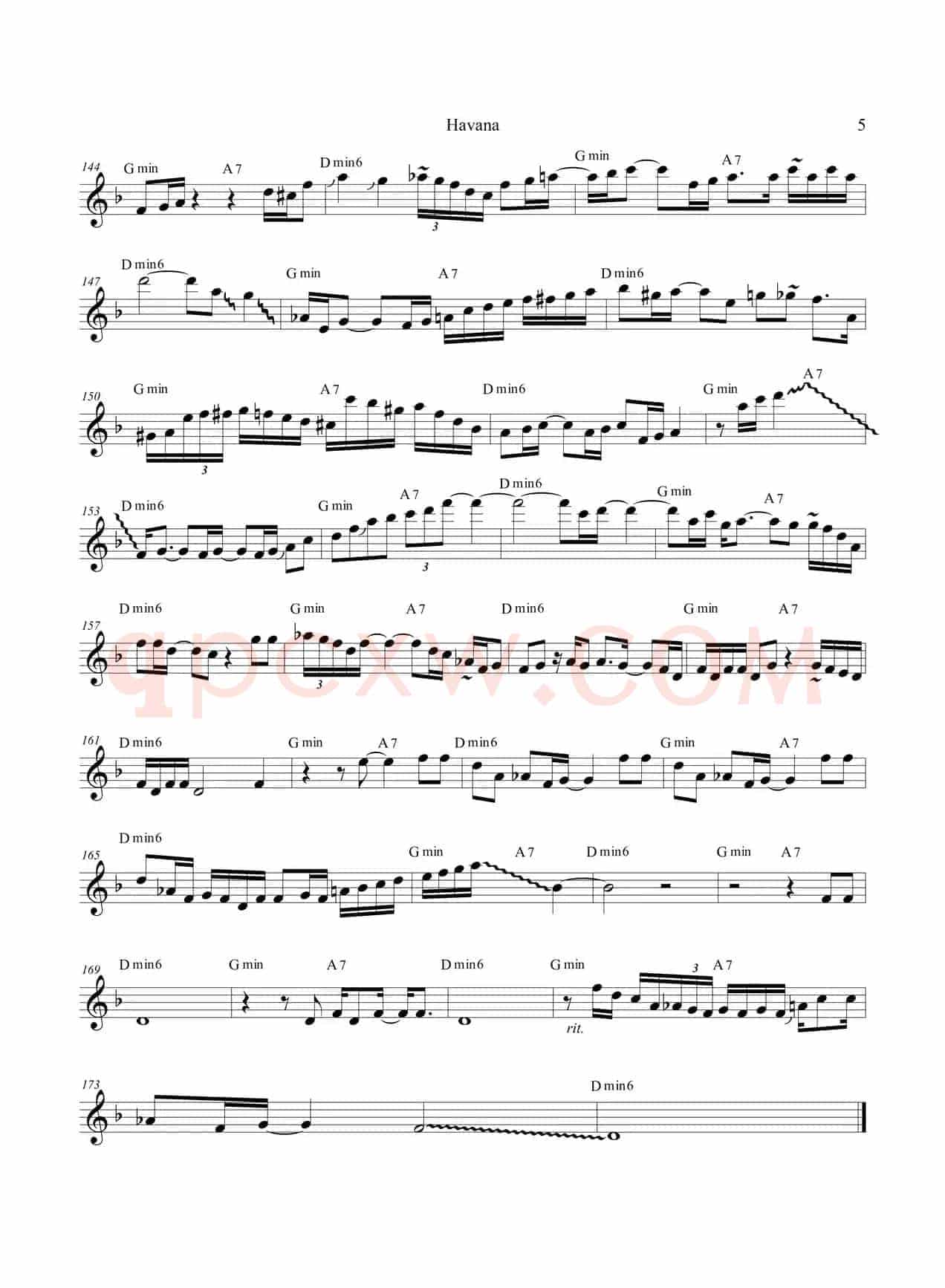 Havana（高音萨克斯/次中音萨克斯 8vb）