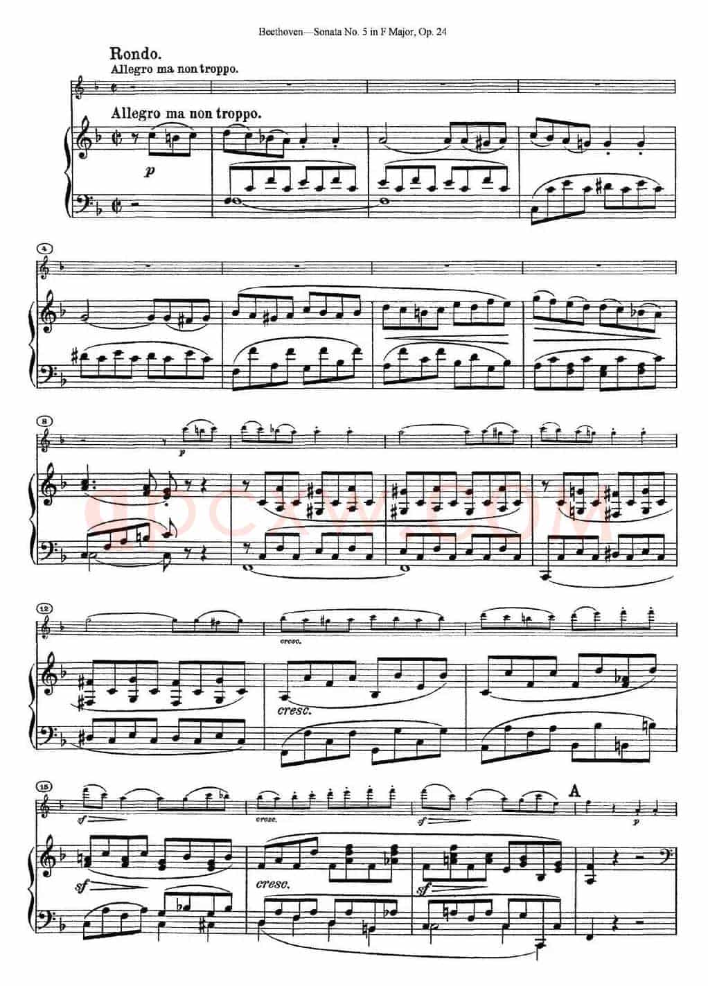 Violin Sonata No.5 in F Major Op.24（小提琴+钢琴伴奏）
