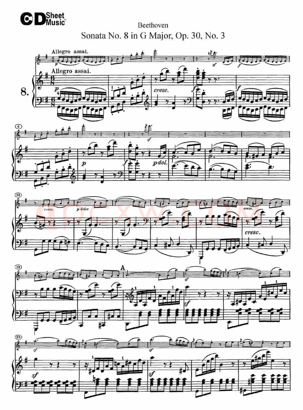 Violin Sonata No.8 in G Major Op.30 No.3（小提琴+钢琴伴奏）