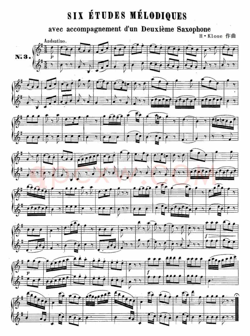 H·Klose二重奏练习曲（No.3）
