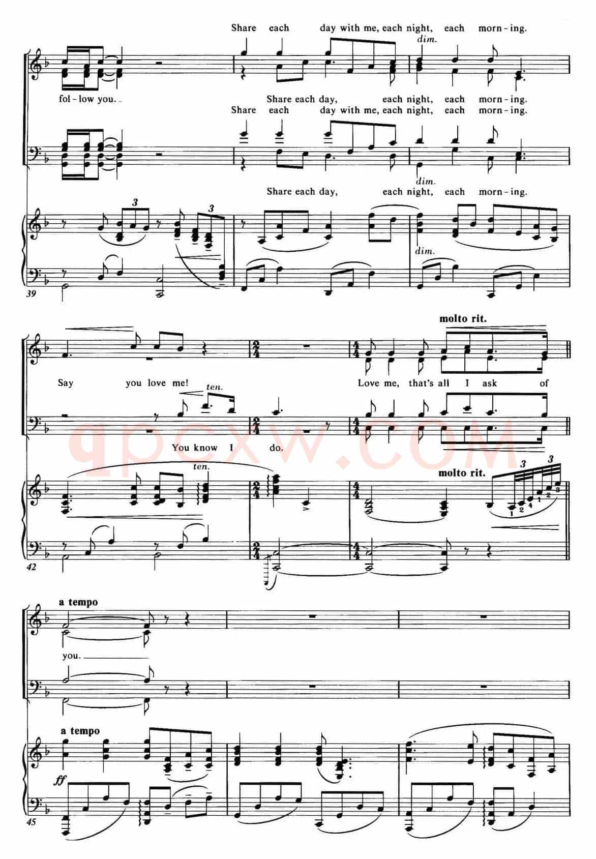 Choral Suite from The Phantom of the Opera（5 ALL I ASK OF YOU、四重奏）