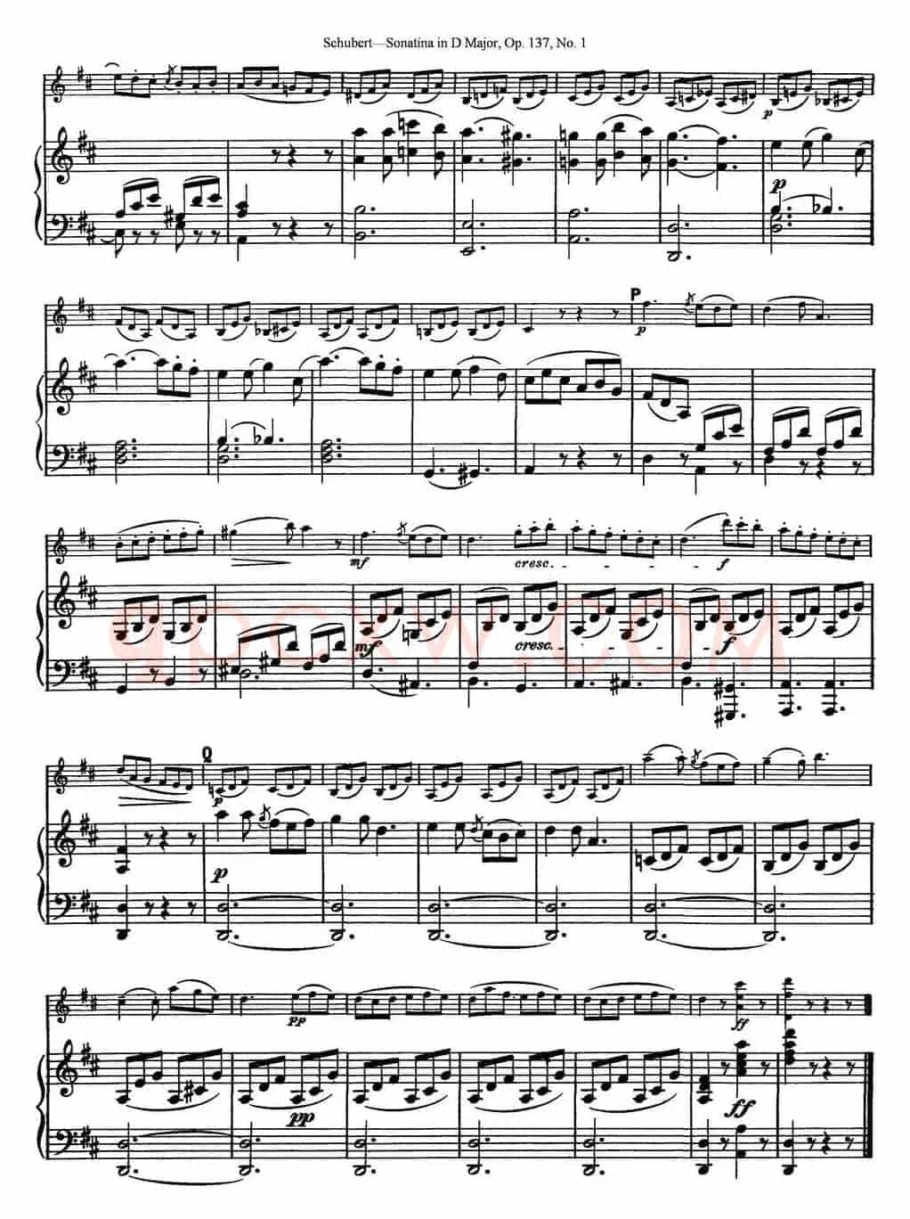 Violin Sonatina in D major Op.137 No.1（小提琴+钢琴伴奏）
