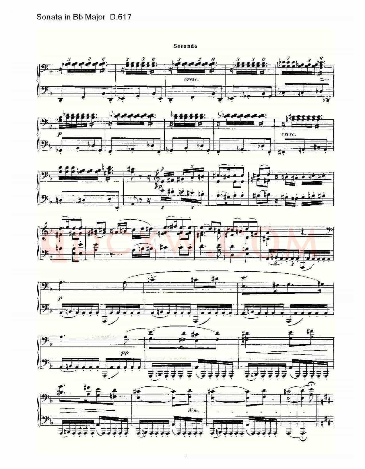 Sonata in Bb Major D.617(Bb大调奏鸣曲 D.617)