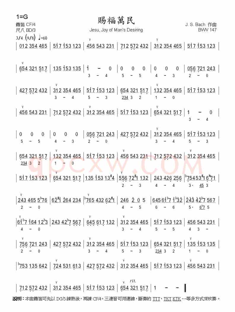 赐福万民（巴赫作品BWV.147）（箫）