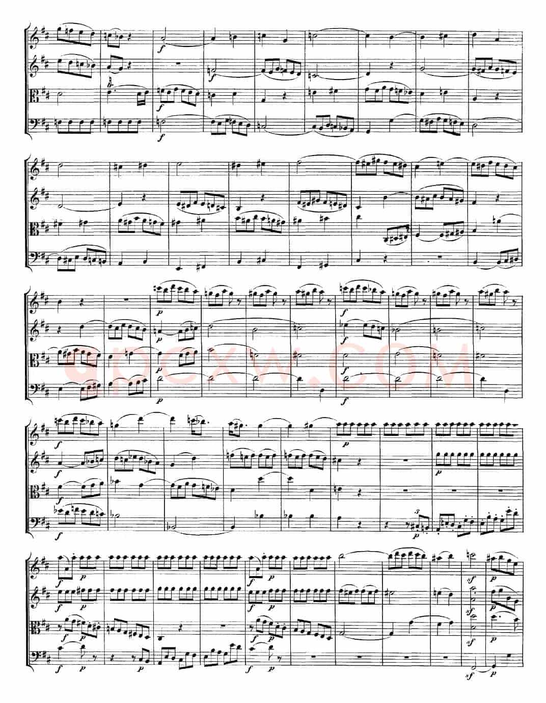 Mozart《Quartet No.20 in D Major,K.499》（总谱）