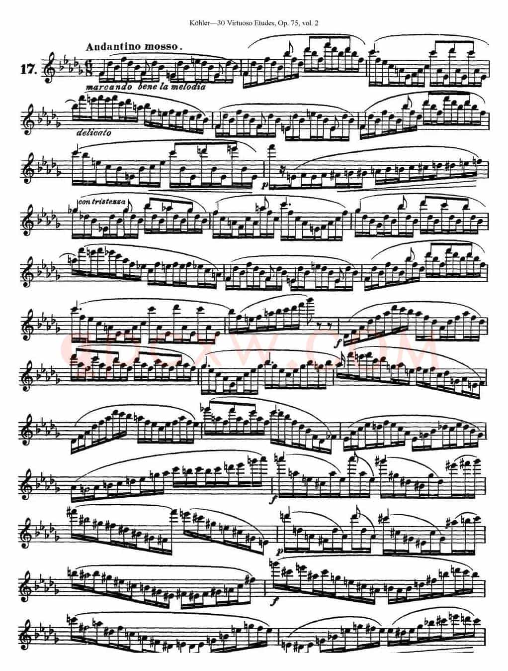 柯勒30首高级长笛练习曲作品75号（NO.17）
