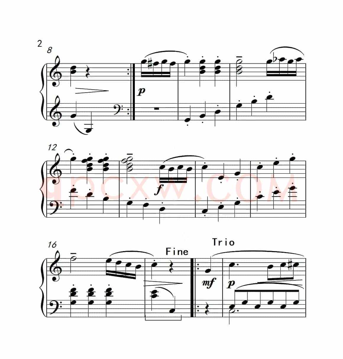 第三级 C大调小步舞曲（中国音乐学院钢琴考级作品1~6级）