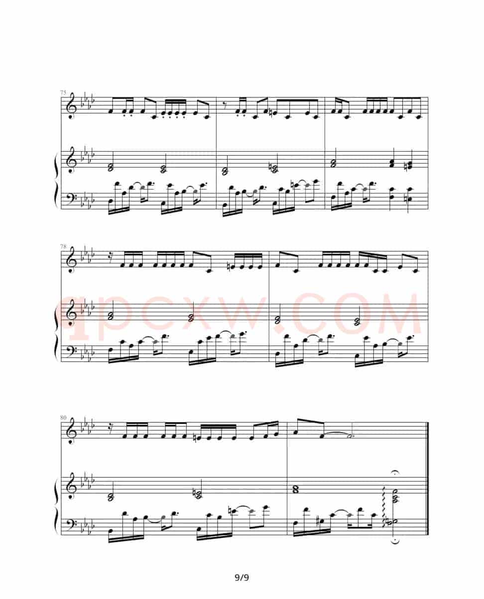 夜曲（周杰伦作曲、巴特尔编配版、钢琴伴奏谱）