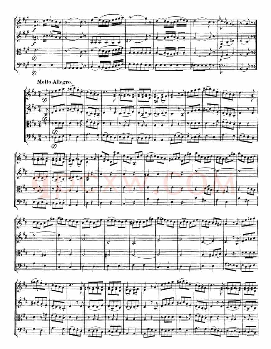 Mozart《Quartet No.2 in D Major,K.155》（总谱）