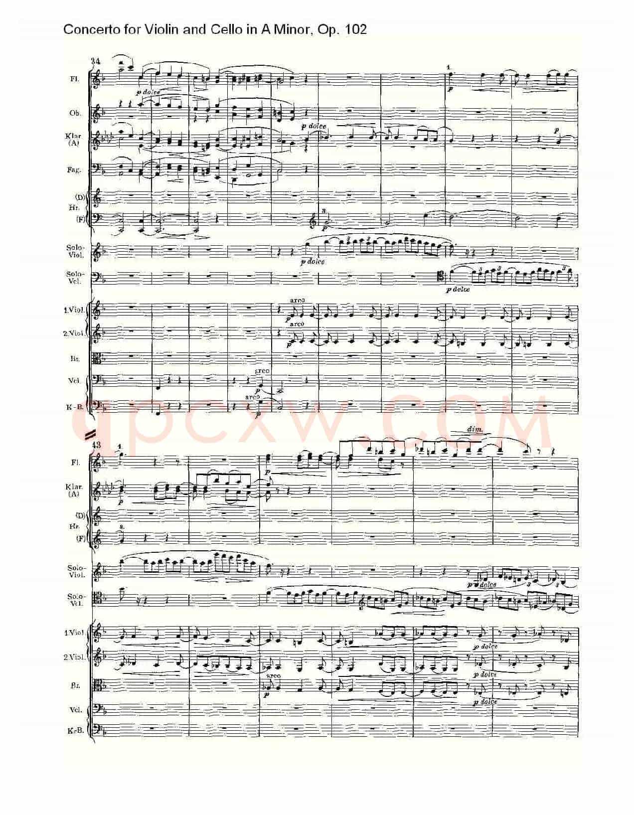 A小调小提琴与大提琴协奏曲, Op.102第二乐章
