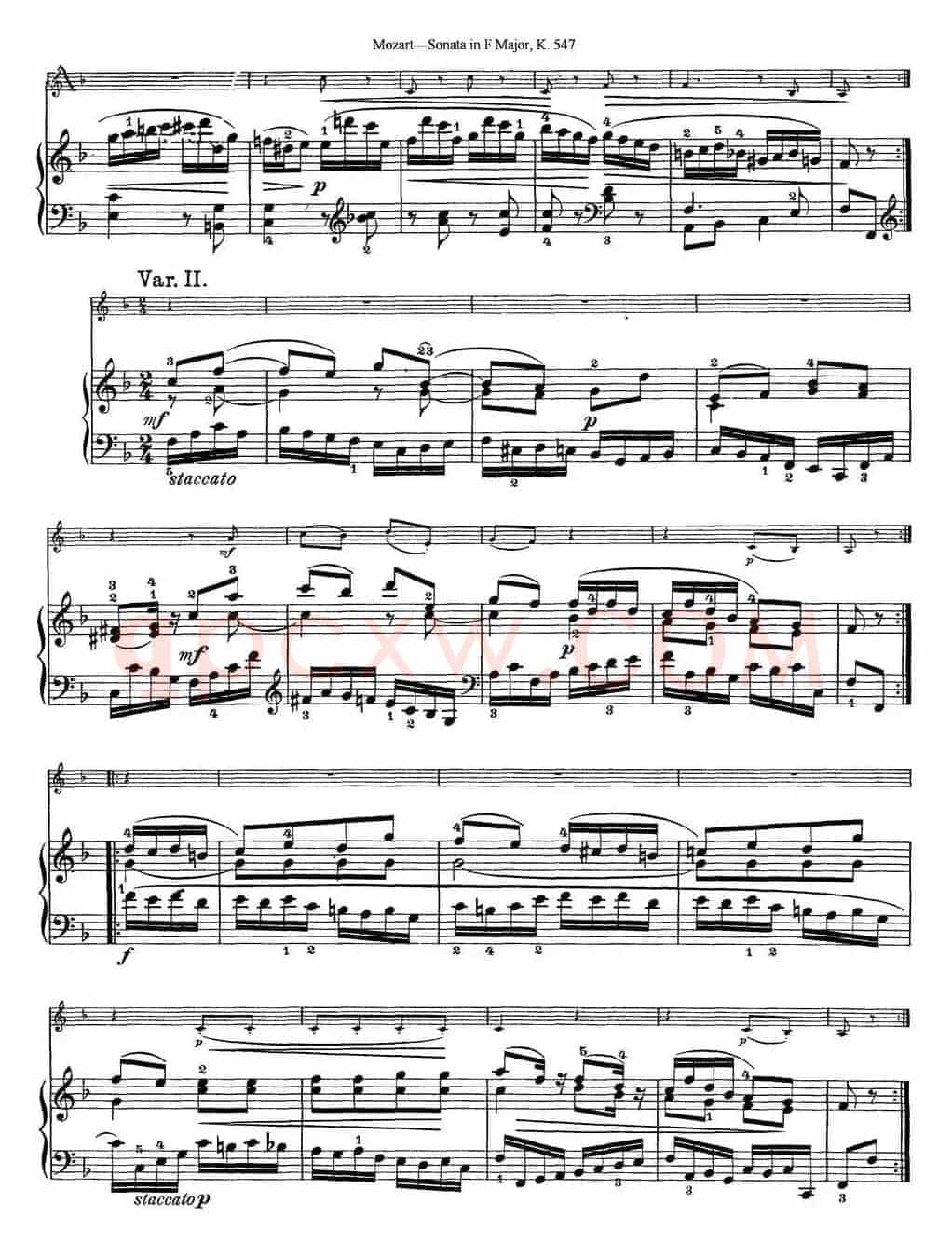 Violin Sonata in F Major K.547（小提琴+钢琴伴奏）