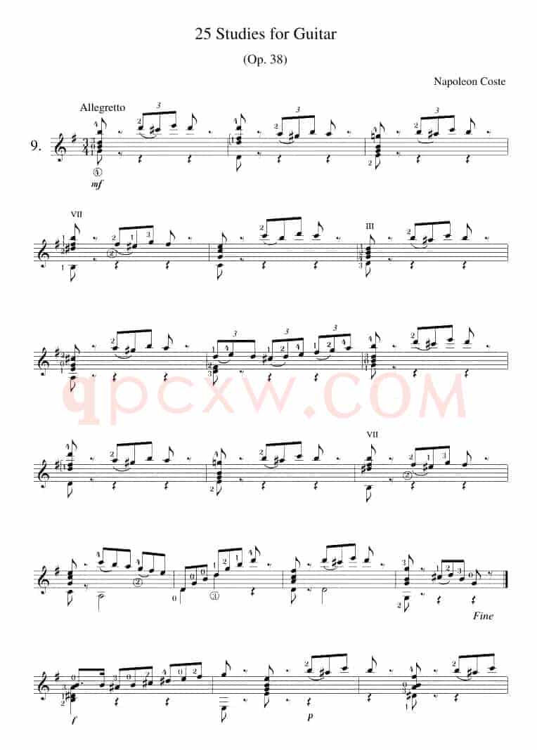 Napoleon Coste《25 Studies,Op.38》（STUDY 9）