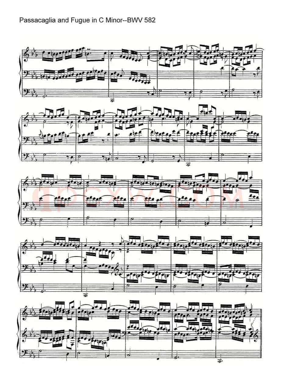 Passacaglia and Fugue in C Minor--BWV 582(管风琴谱)