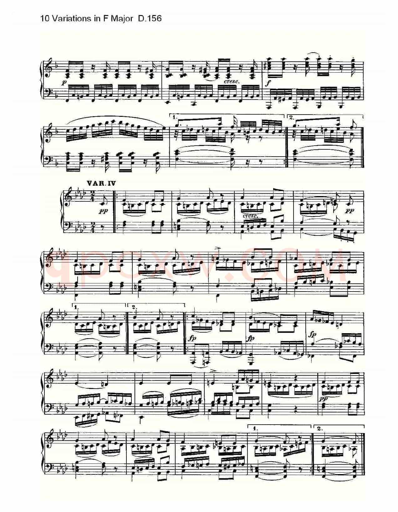 10 Variations in F Major D.156（F大调10变奏曲 D.156）