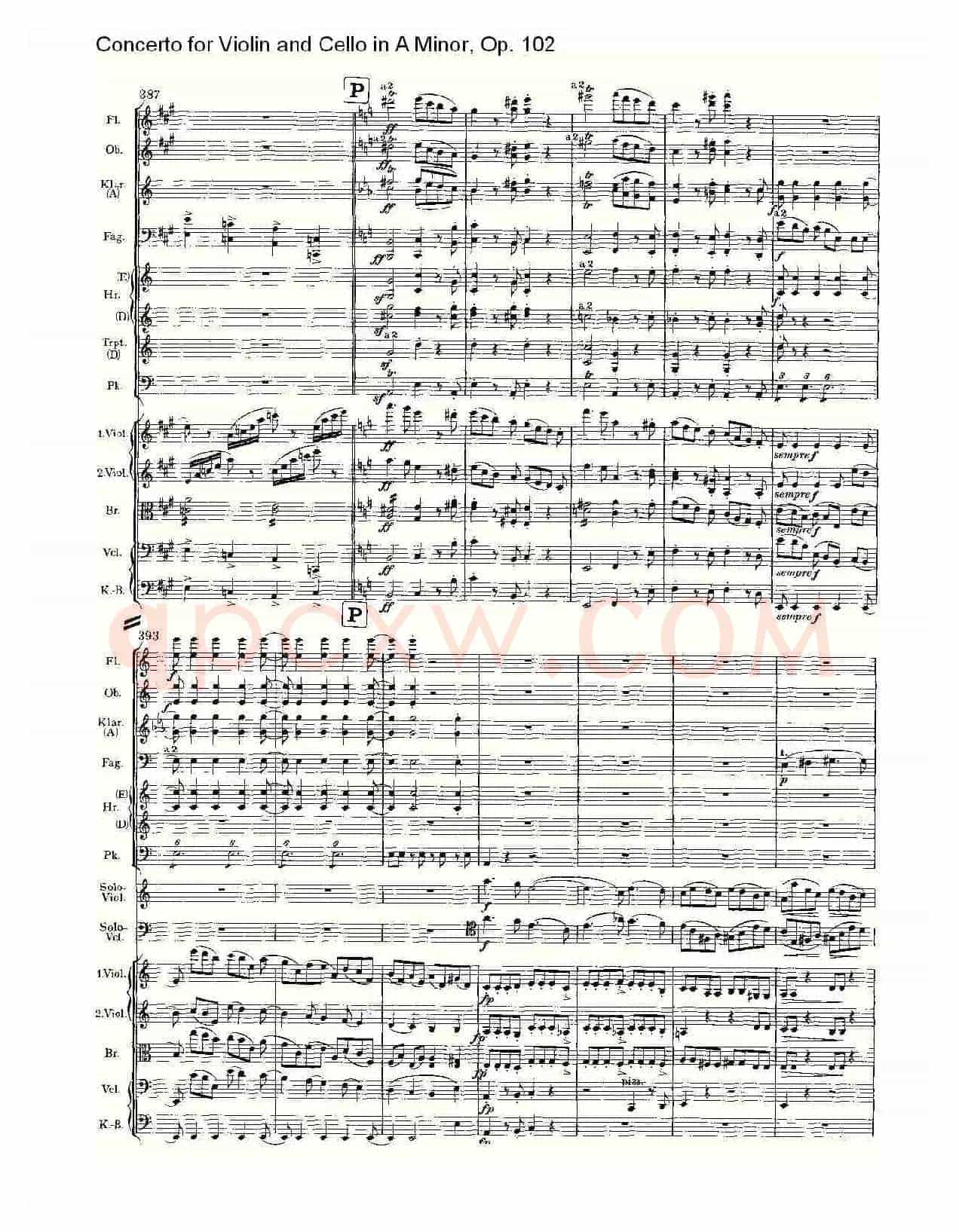 A小调小提琴与大提琴协奏曲, Op.102第一乐章