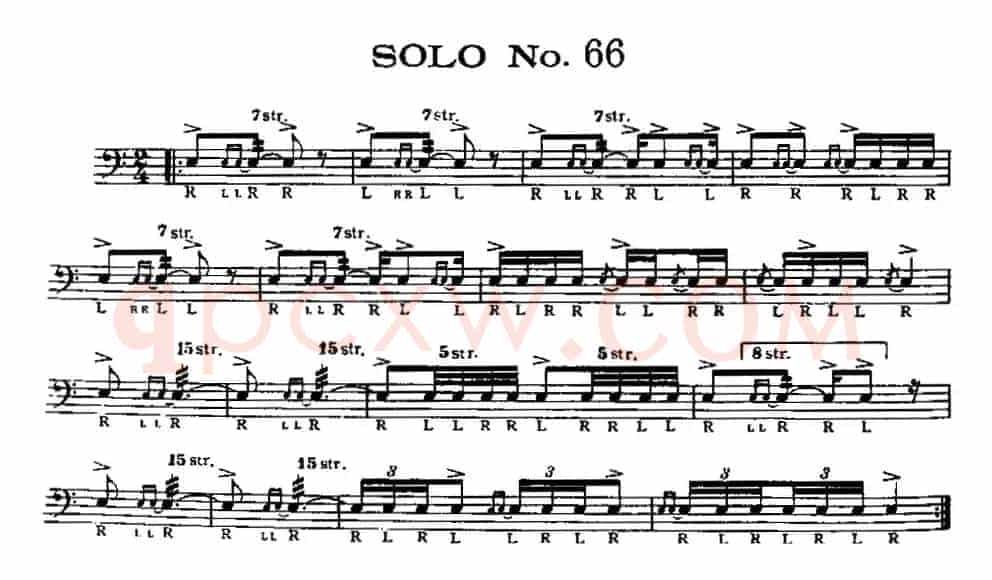 美国军鼓 SOLO No.66-70（爵士鼓谱）