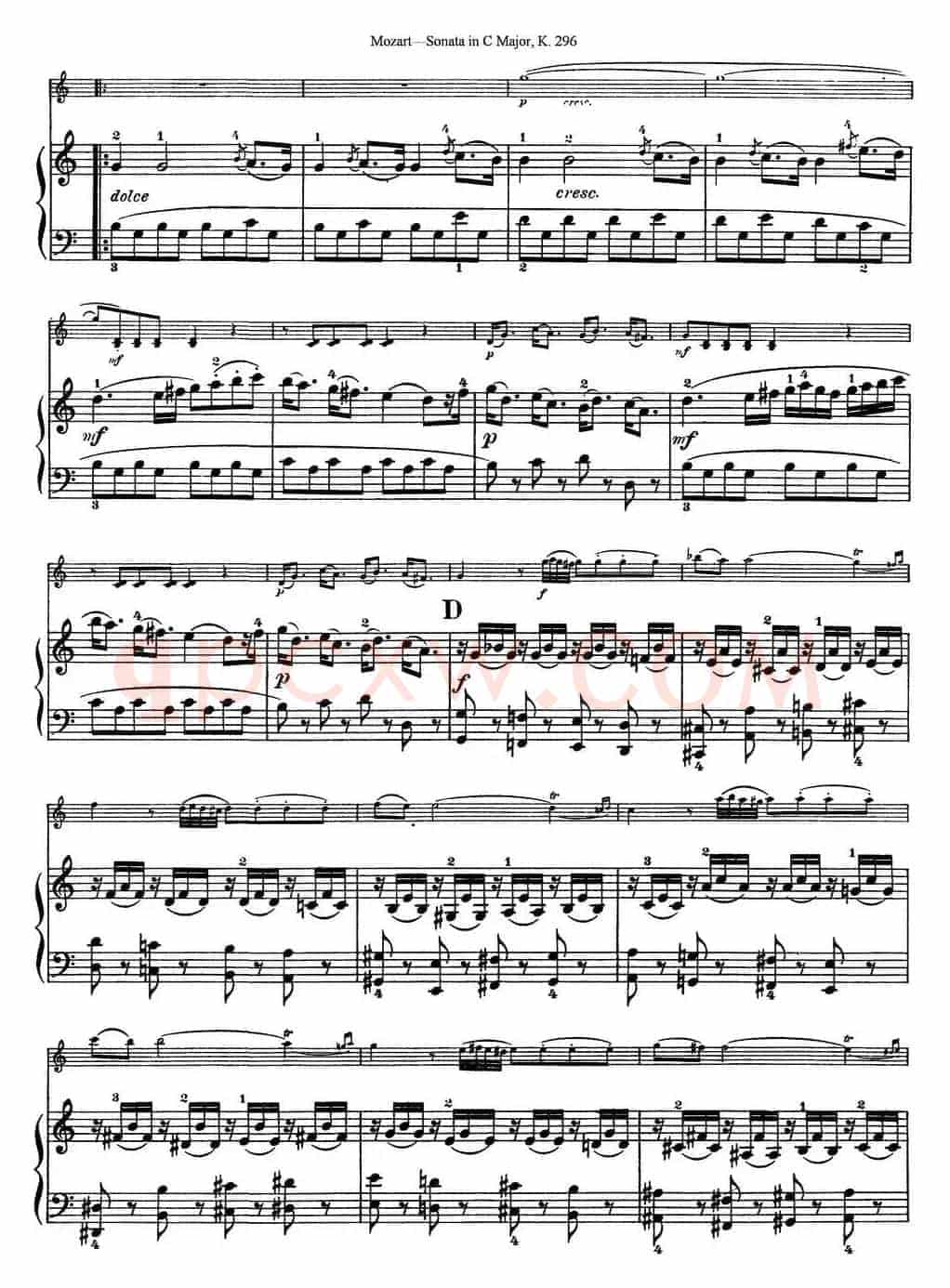 Violin Sonata in C Major K.296（小提琴+钢琴伴奏）