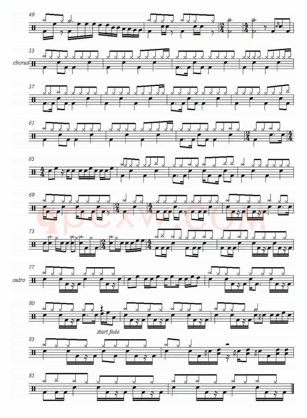 爵士鼓谱：Metallica - The Unforgiven