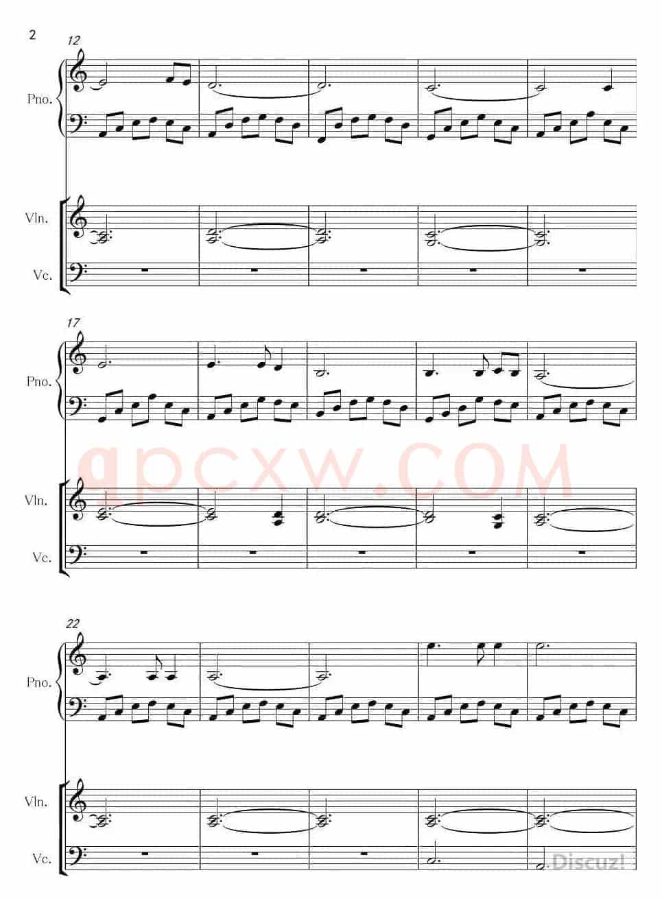 A小调浪漫曲（钢琴+小提琴+大提琴）