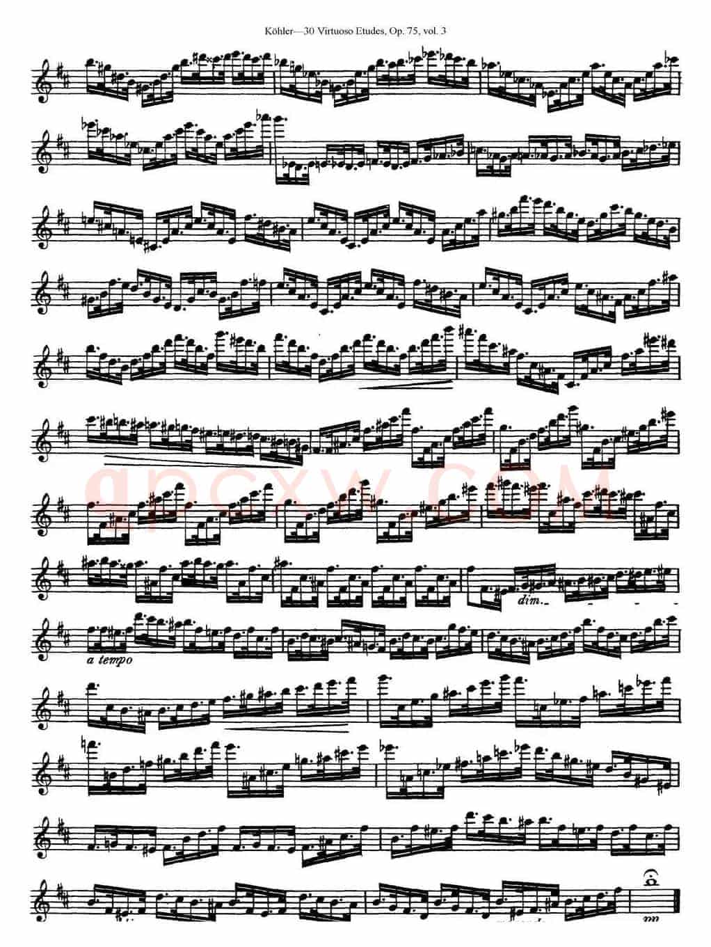 柯勒30首高级长笛练习曲作品75号（NO.26）
