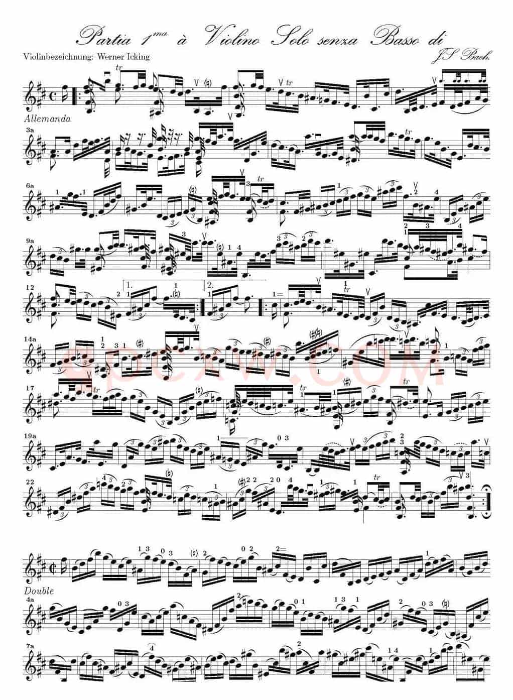 Bach Sonata BWV1002（无伴奏小提琴组曲）