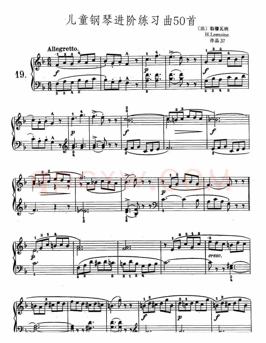 儿童钢琴进阶练习曲50首之19