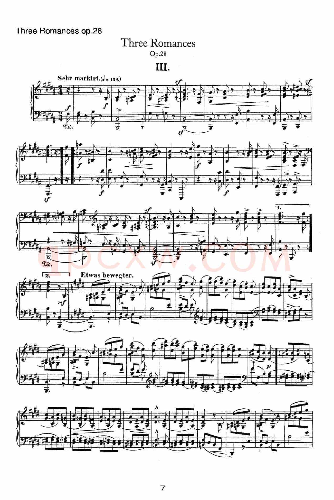3 Romances Op.28(3首浪漫曲·Ⅲ)