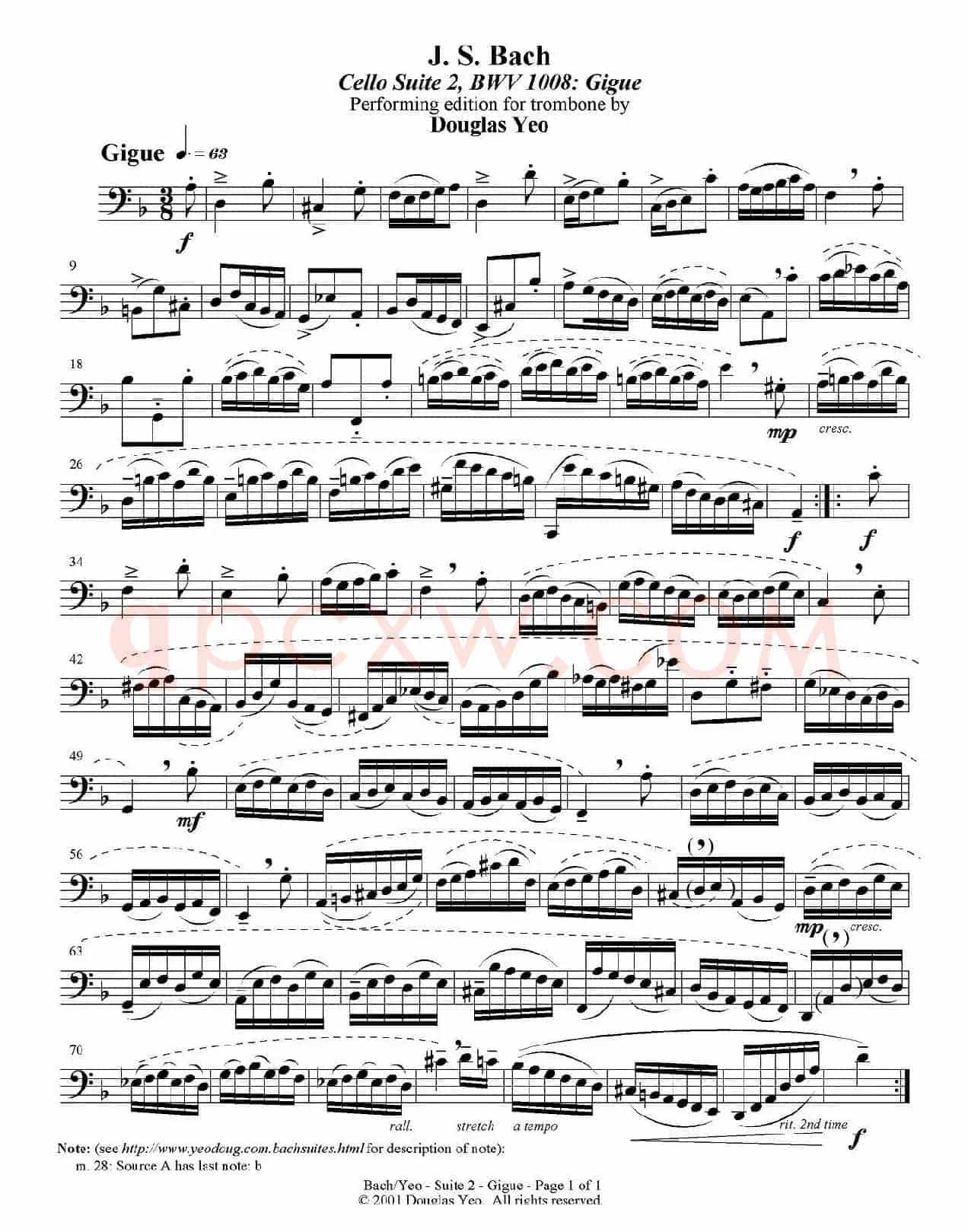 Douglas Yeo - Gigue（吉格舞曲）（低音长号）
