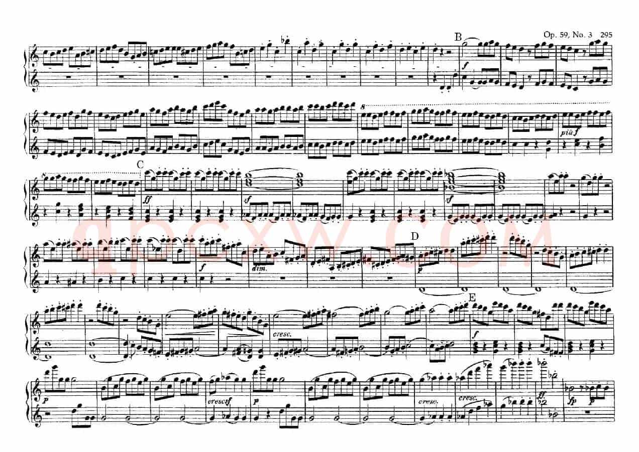 String Quartet No.9 in C Major Op.59-3 - 4 Hands(C大调第九弦乐四重奏·四手联弹)