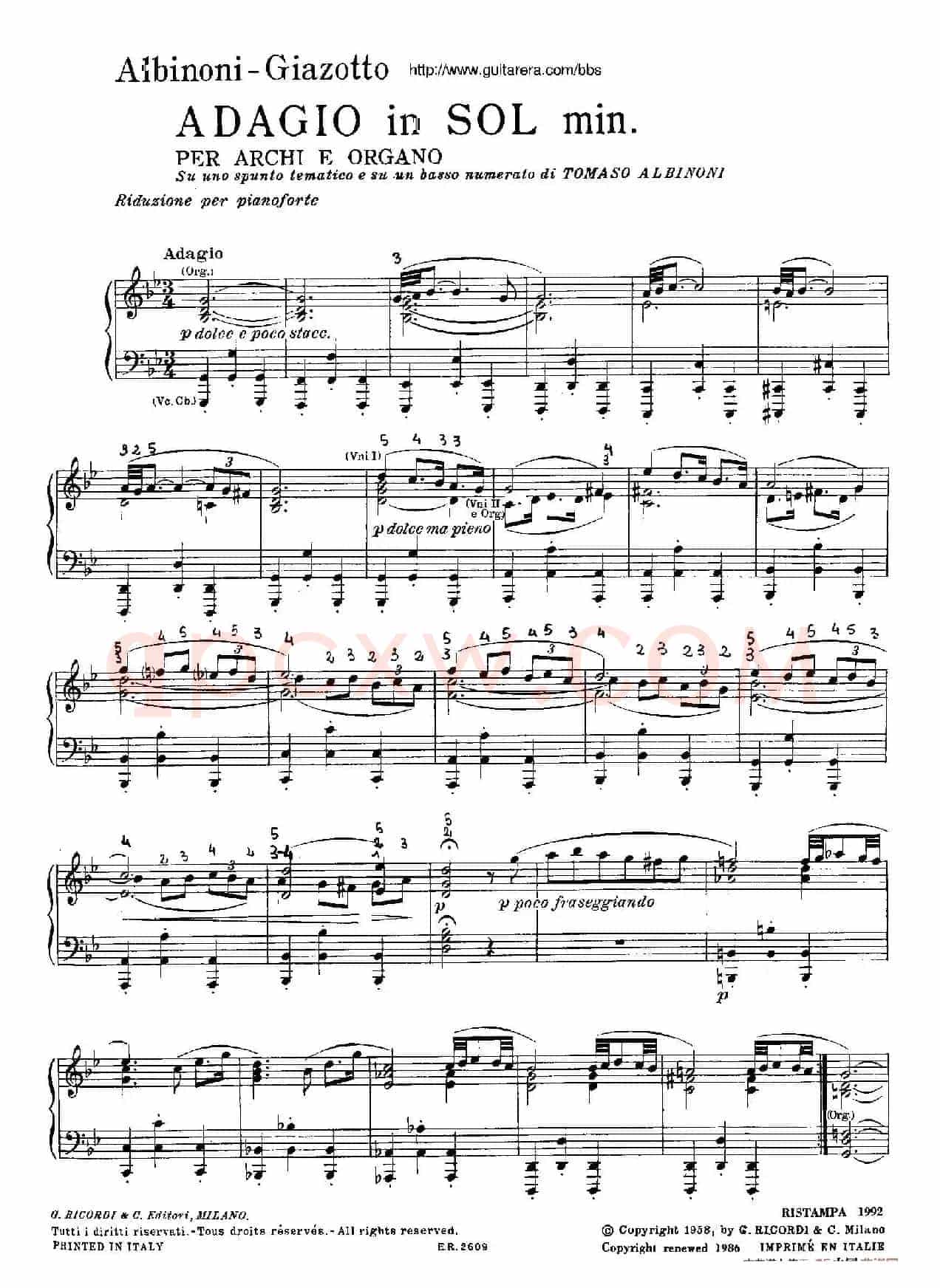 Adagio in G minor(g小调柔板)