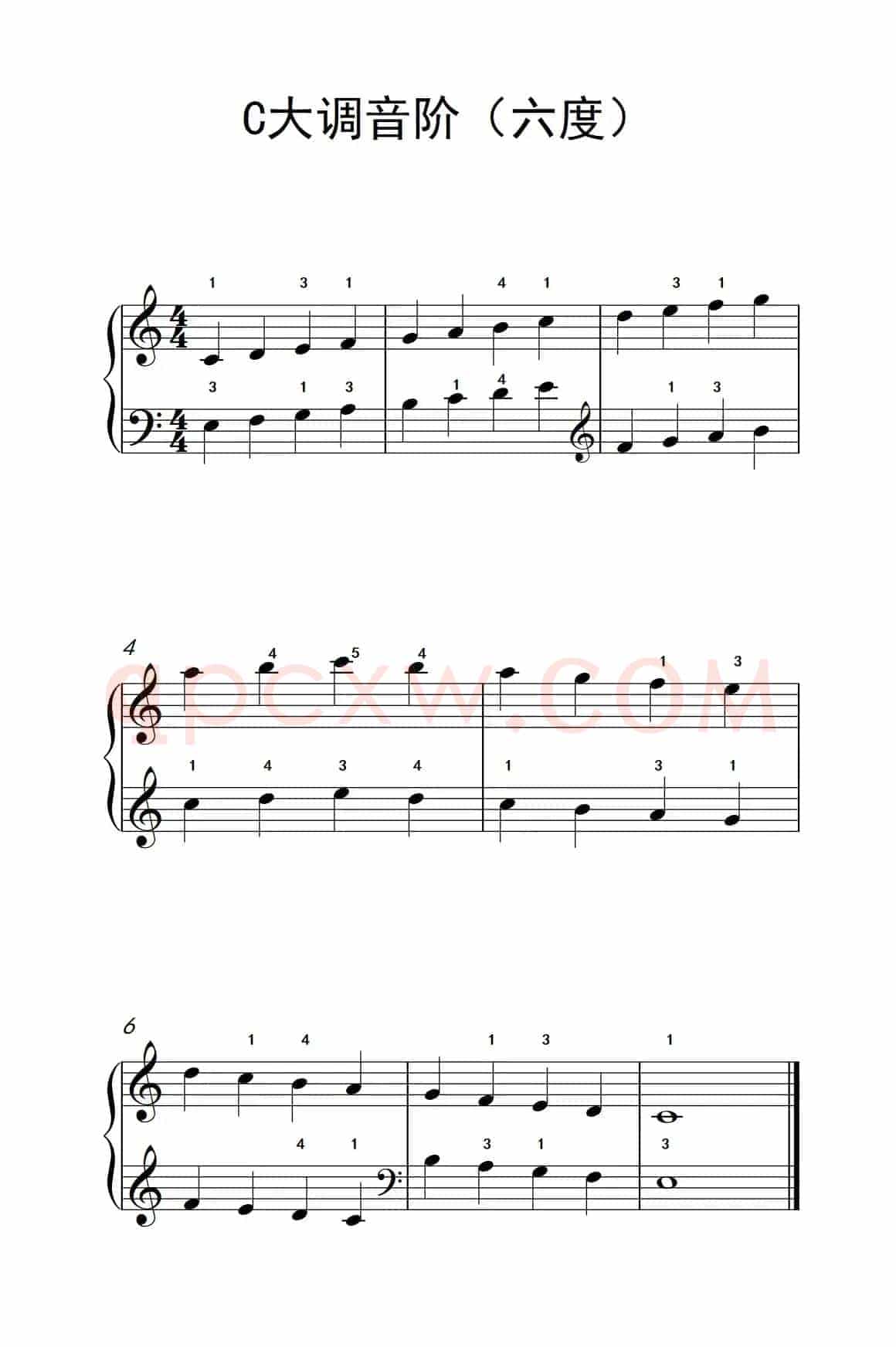 C大调音阶（六度）（儿童钢琴练习曲）