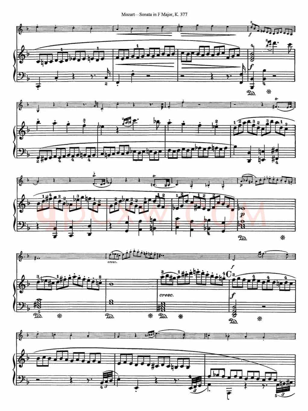 Violin Sonata in F Major K.377（小提琴+钢琴伴奏）