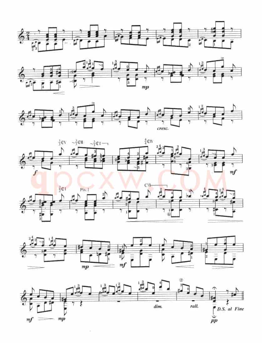 古典吉他考级七级练习曲（2首）