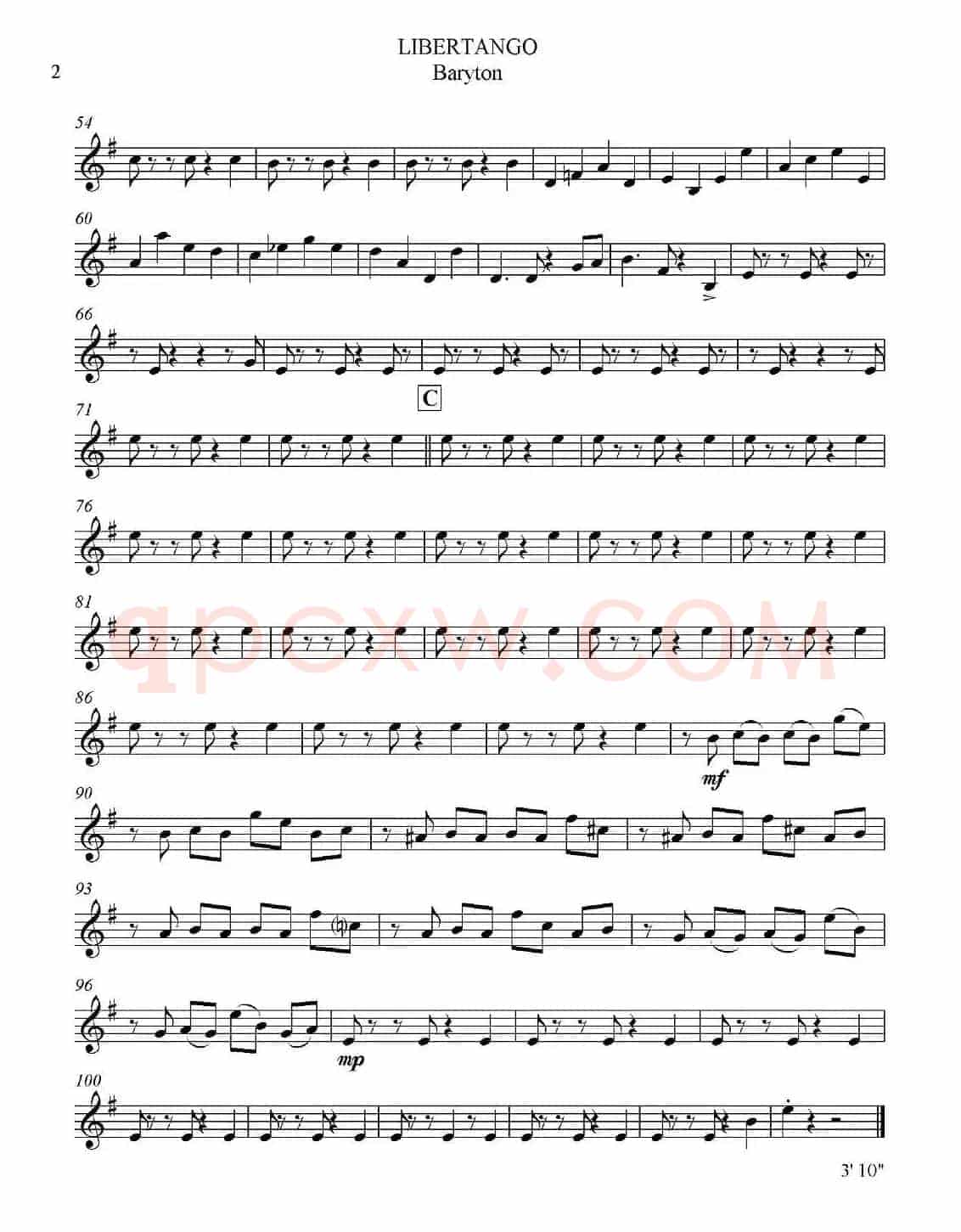 LIBERTANGO（探戈灵魂）（四重奏之上低音萨克斯分谱）