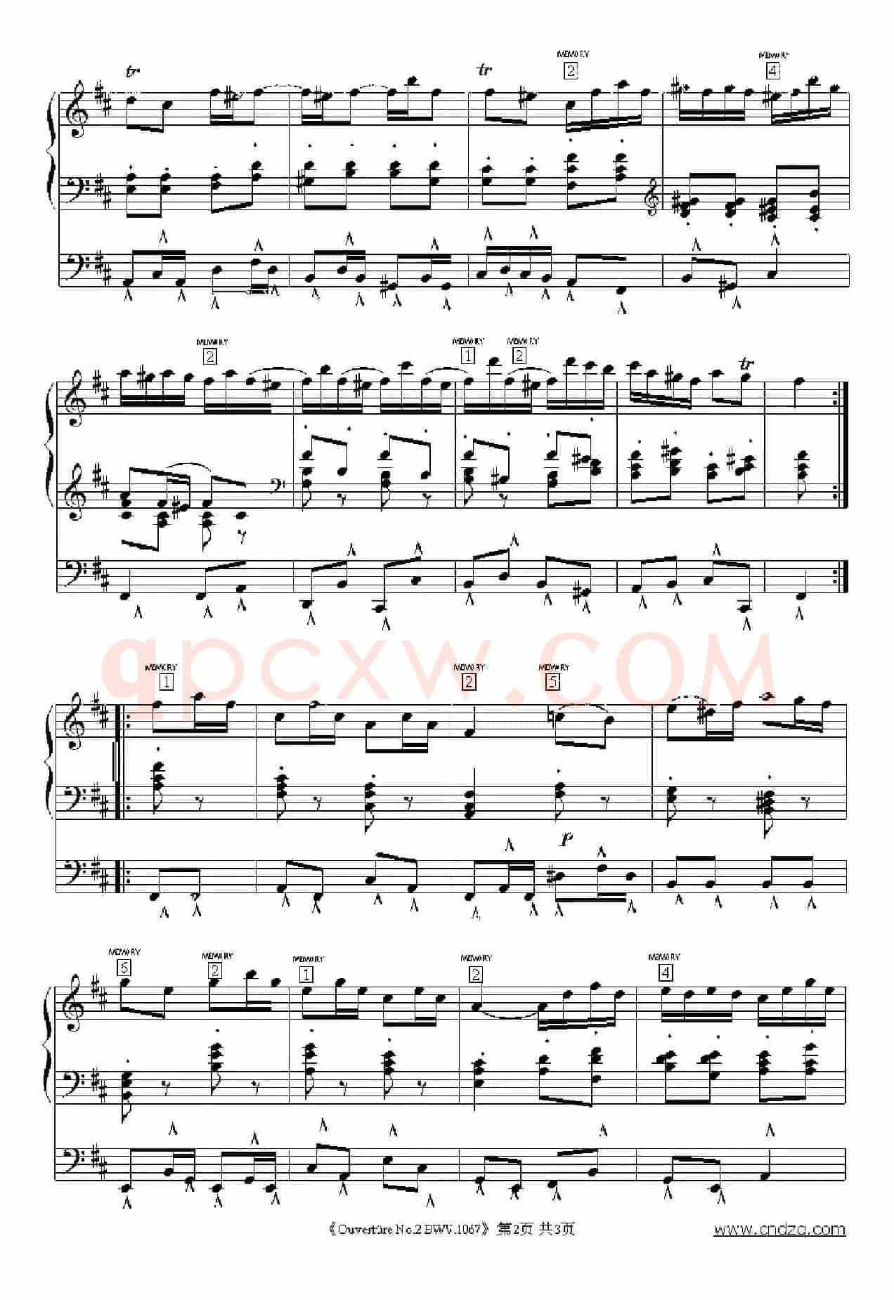 Ouverture No.2 BWV.1067（双排键电子琴谱）