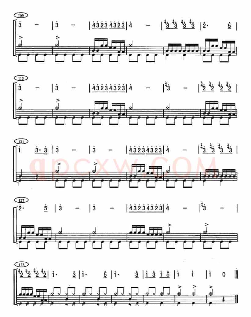 土耳其进行曲（架子鼓、主旋律+鼓谱）