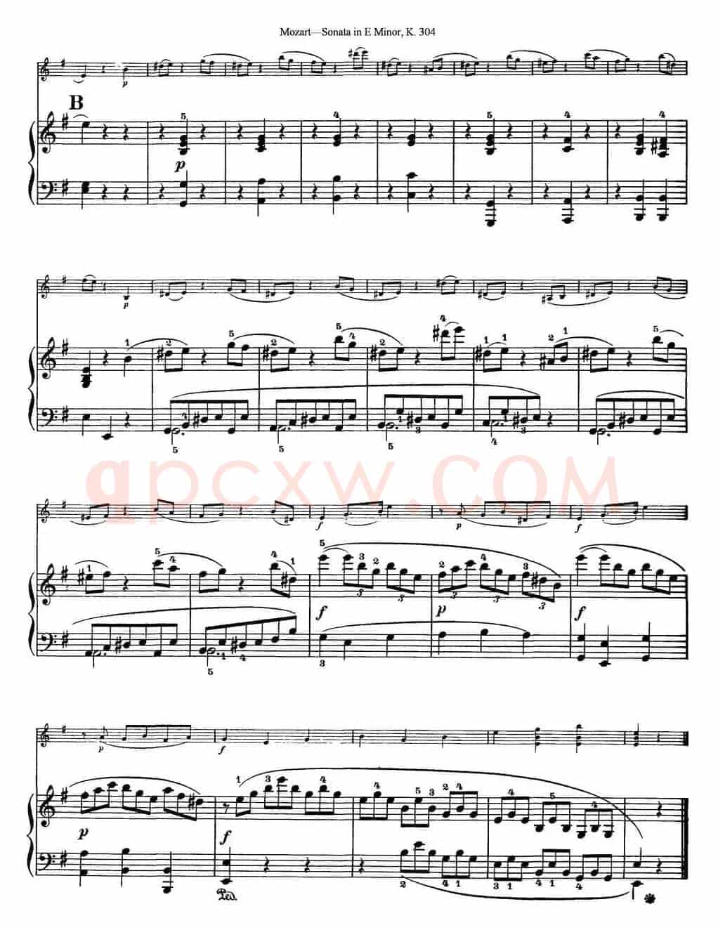 Violin Sonata in E Minor K.304（小提琴+钢琴伴奏）
