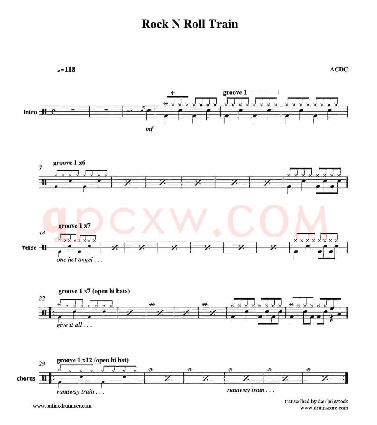 Rock N Roll Train（鼓谱）
