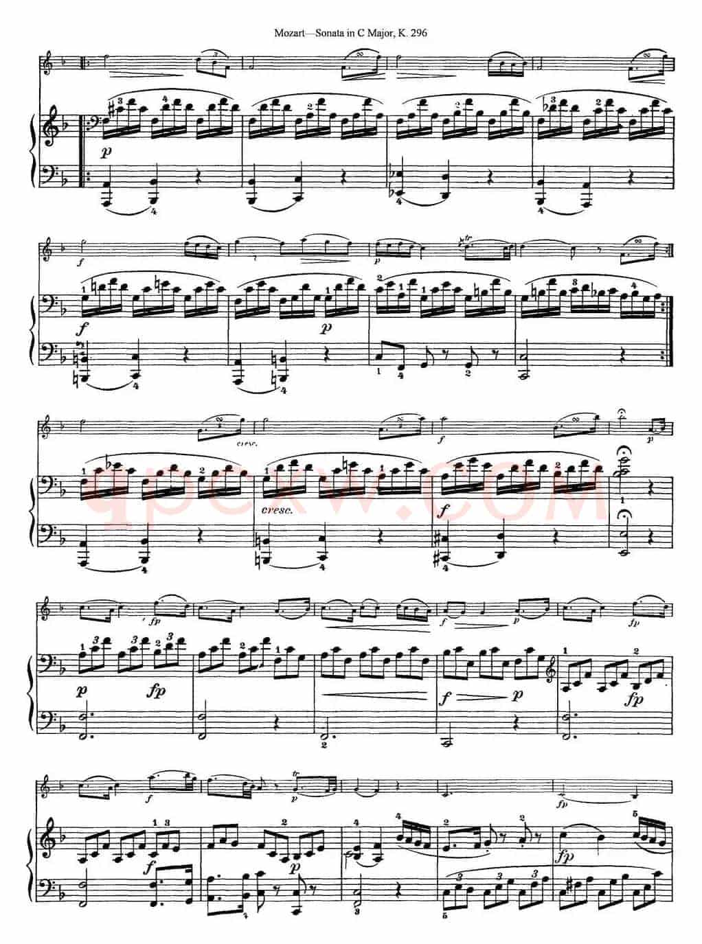 Violin Sonata in C Major K.296（小提琴+钢琴伴奏）