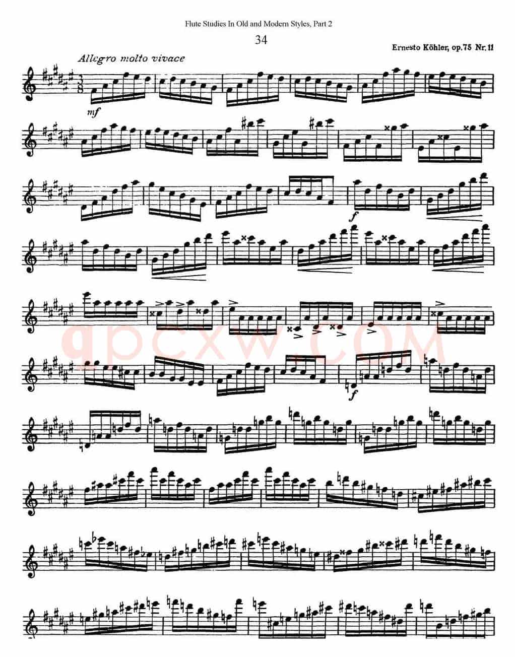 斯勒新老风格长笛练习重奏曲（第二部分）（NO.34）