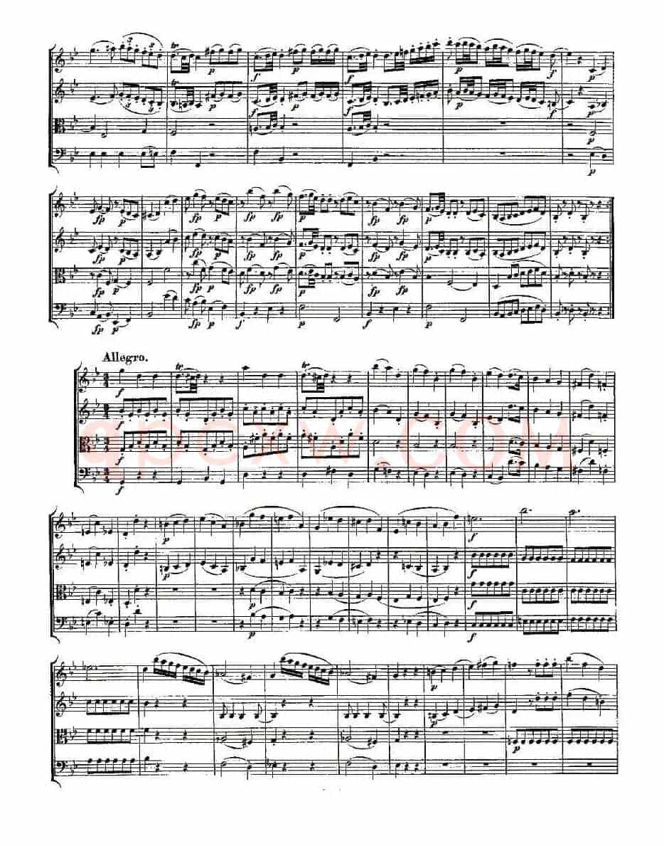 Quartet No. 6 in Bb Major, K. 159（降B大调第六弦乐四重奏）