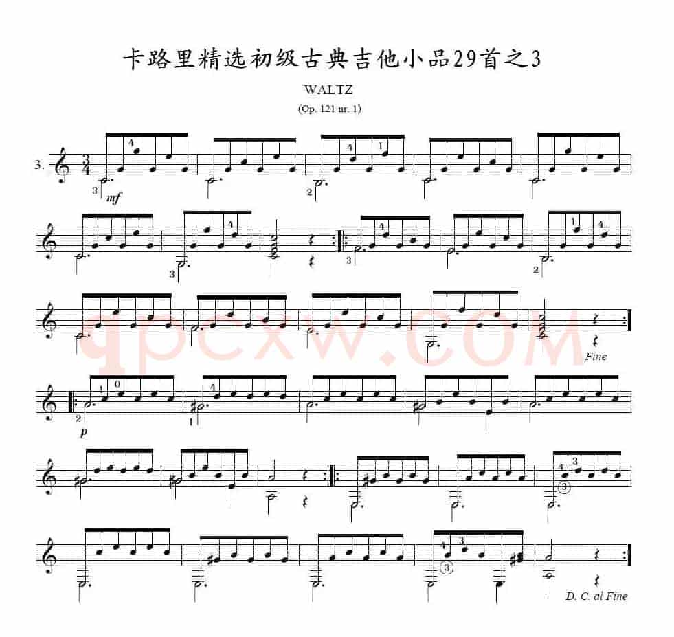 卡路里精选初级古典吉他小品29首之3