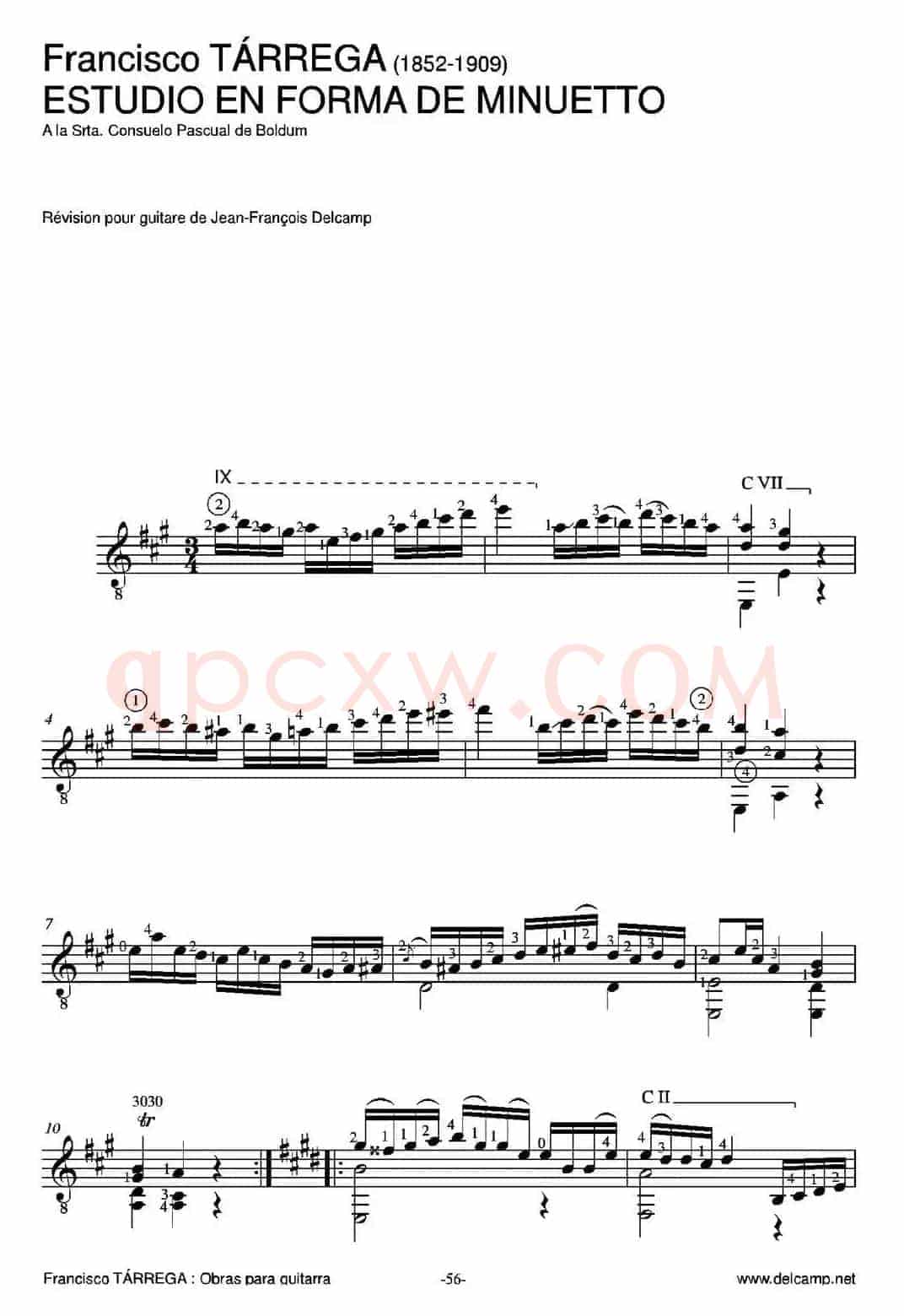 ESTUDIO EN FORMA DE MINUETTO(A la Srta.Consuelo Pascual de Boldum)(古典吉他)