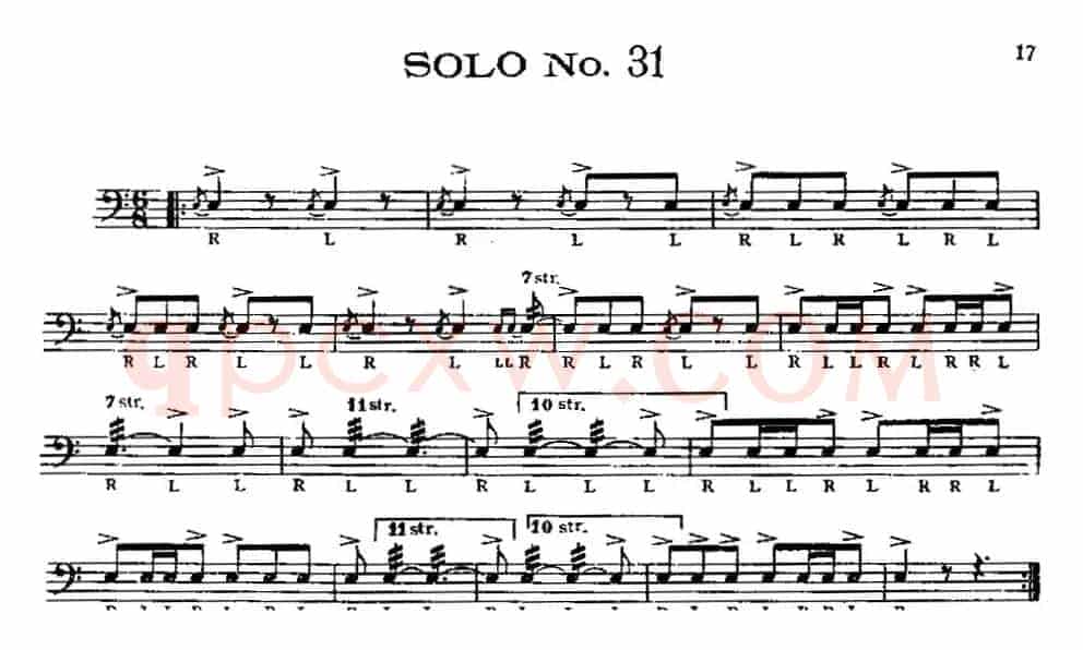 美国军鼓 SOLO No.31-35（爵士鼓谱）
