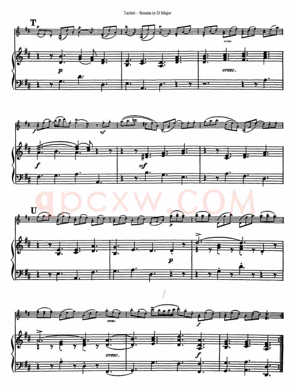 Violin Sonata in D Major（小提琴+钢琴伴奏）