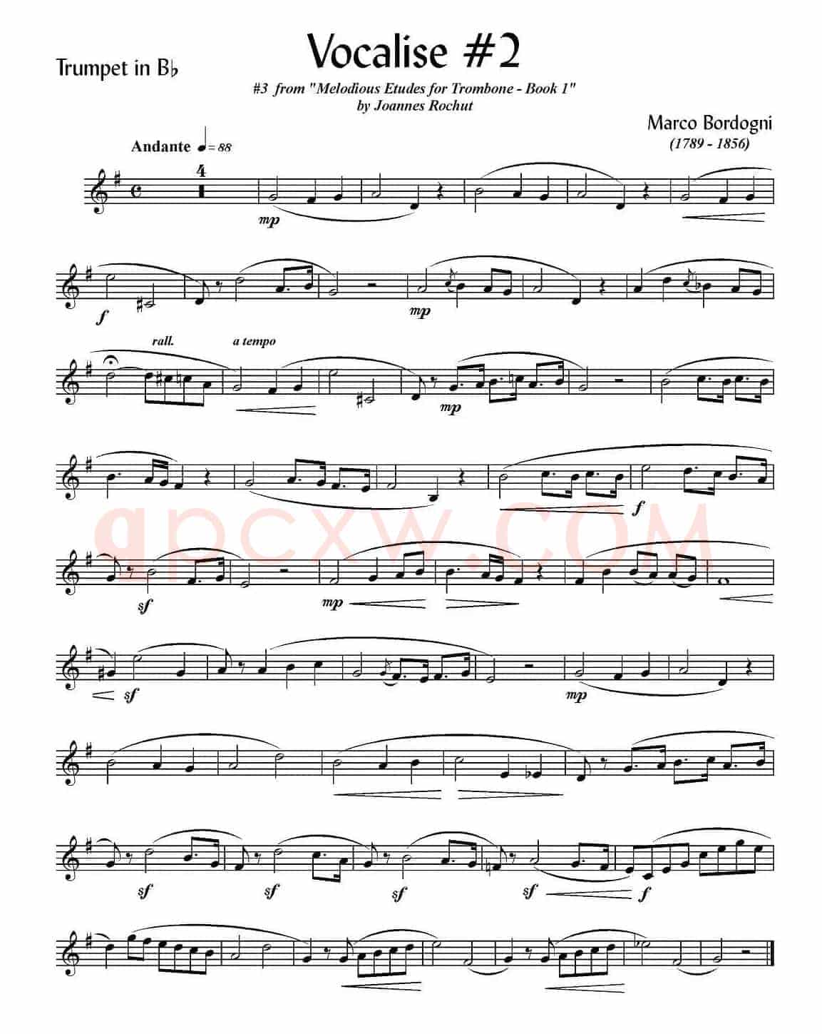 Bordogni - Vocalise #2(小号)