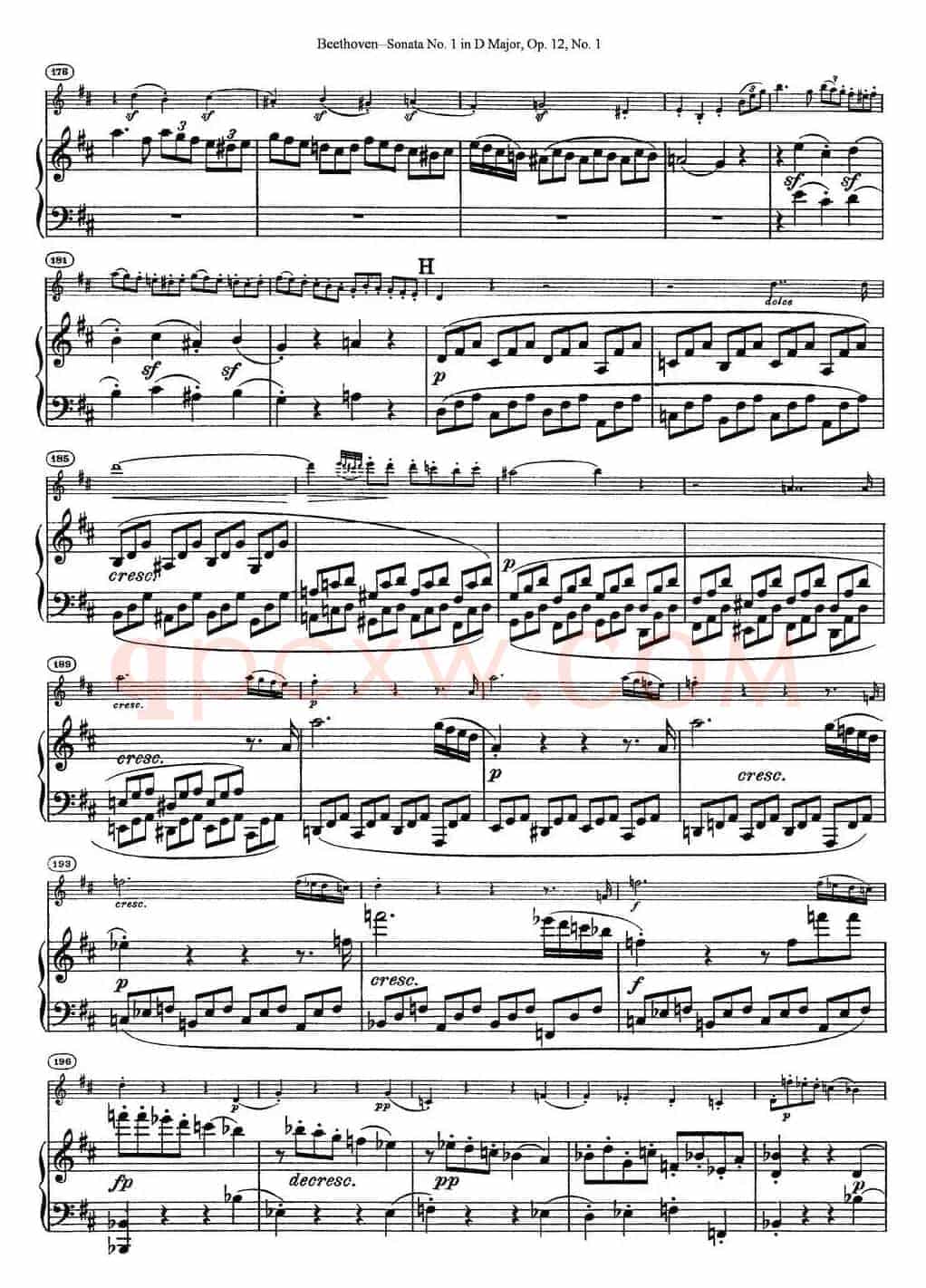 Violin Sonata No.1 in D Major Op.12 No.1（小提琴+钢琴伴奏）