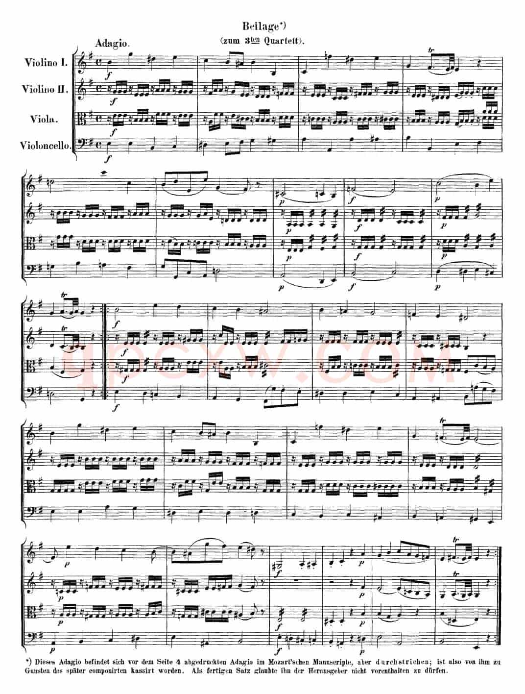 Mozart《Quartet No.3 in G Major,K.156》（总谱）